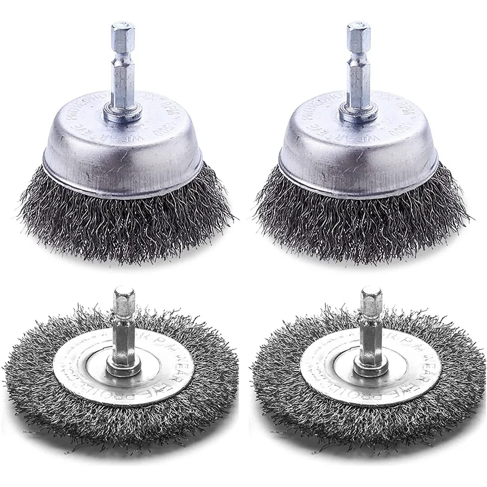 

4 Pack Wire Brush for Drill, 3 Inch DriIl Wire Brushes,1/4 Inch Hex Wire Cup Brush Set for Cleaning Rust, Wire Brush