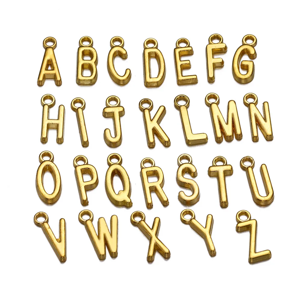 10 PCS Alloy Pendant Accessories 26 Letter Pendant Simple English Outer Hole Necklace DIY Necklace Bracelet Material Wholesale