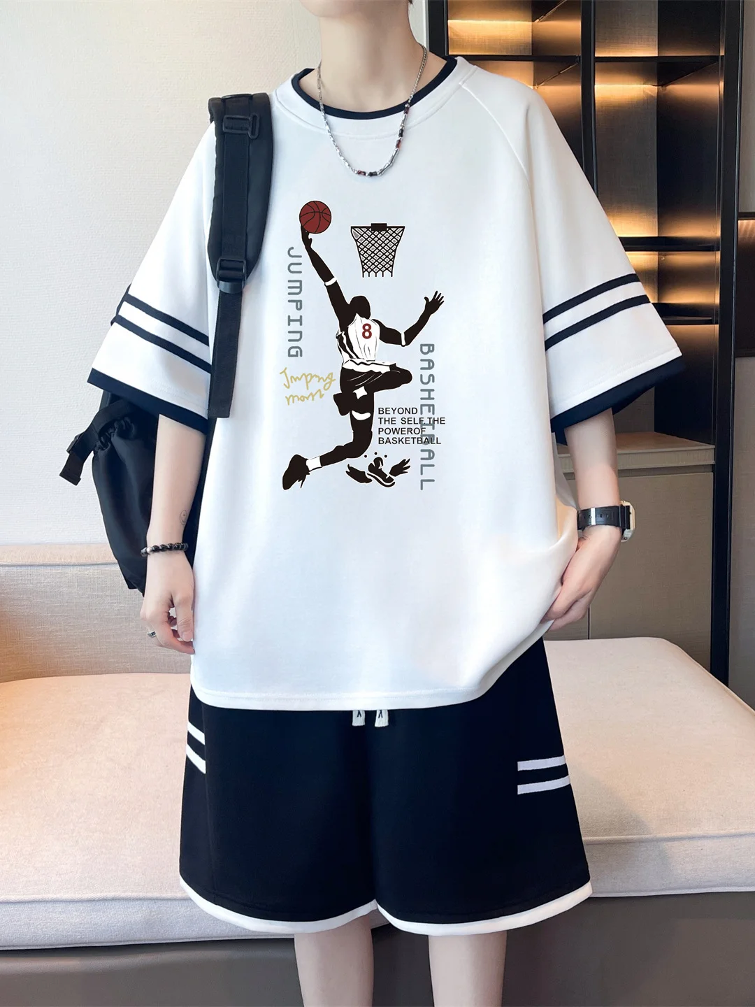 ensemble-t-shirt-a-manches-courtes-et-short-en-soie-glacee-pour-hommes-vetements-de-sport-decontractes-tissu-en-melange-de-coton-et-de-polyester-adapte-aux-adolescents