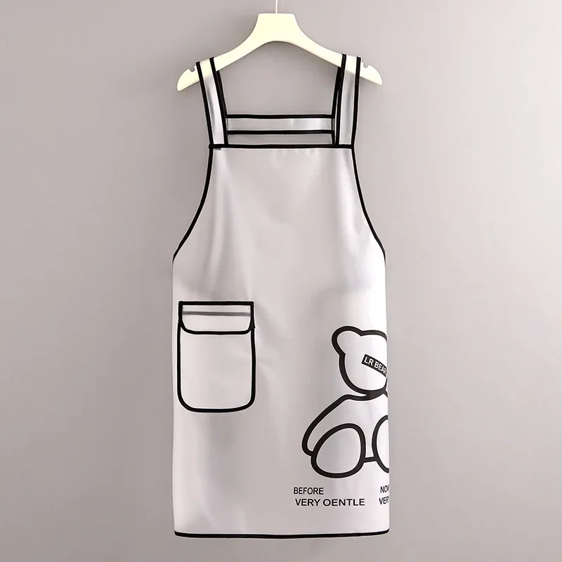 2024 Fashion Apron Home Kitchen Waterproof And Oilproof Aprons Cooking Baking Apron Adults Workwear Cute Cartoon Print Apron