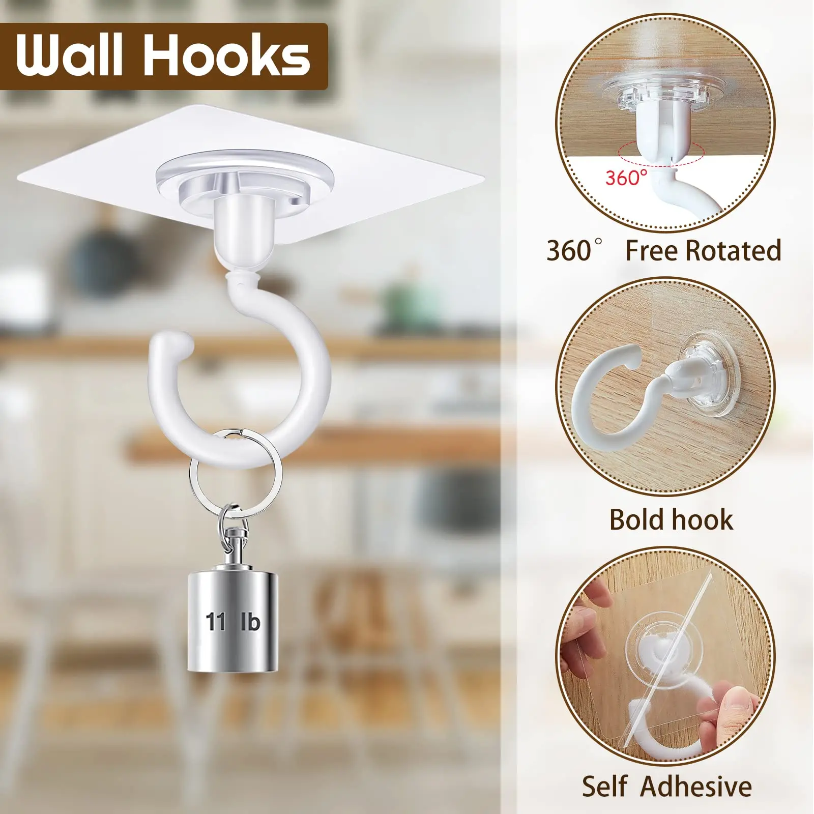 Under Cabinet Hooks Plastic Heavy Duty Adhesive Hooks Utility Hooks for Ceiling Hanging for Kitchen Bathroom Bedroom Wall Hooks