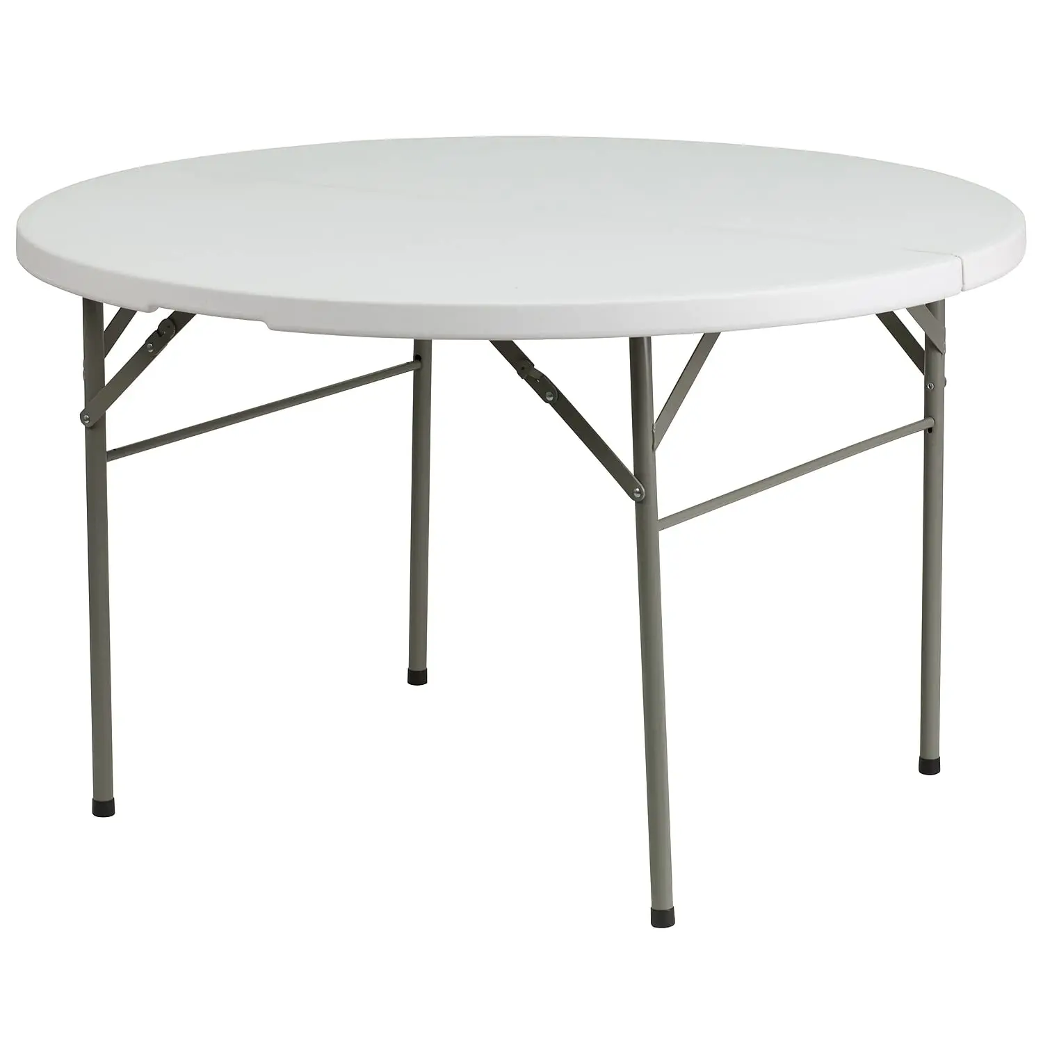 Furniture 4-Foot Round Granite White Plastic Folding Table