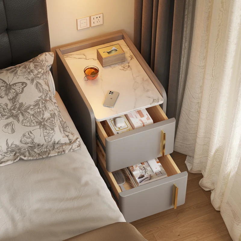 

Solid wood bedside table Home bedroom Light luxury high-end small bedside storage cabinet Bedside rack