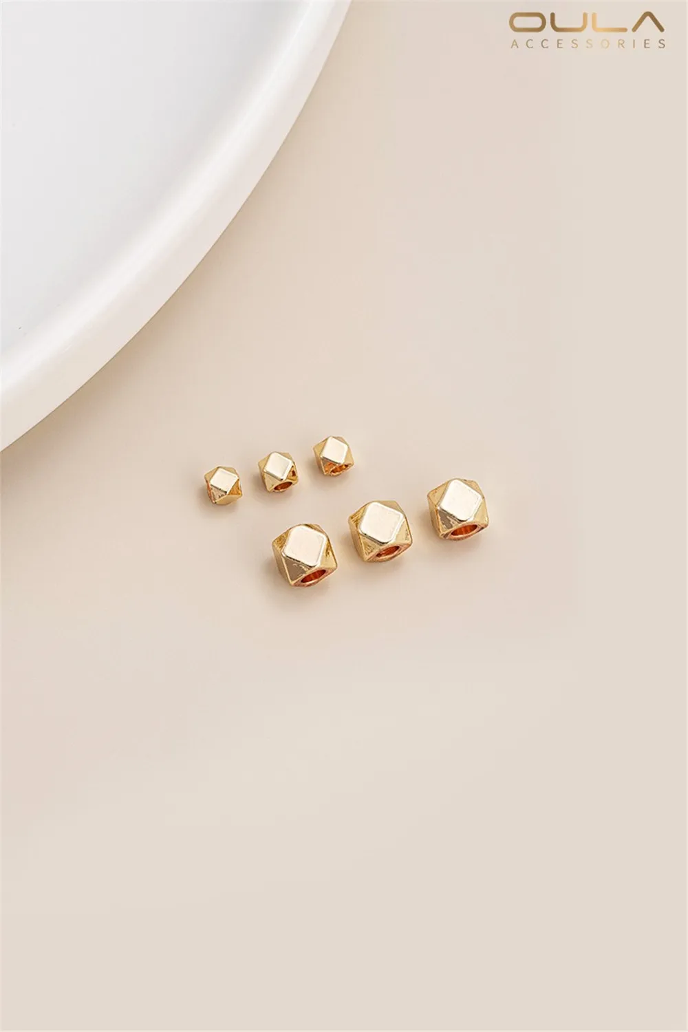 14K Gold-plated Cut Corner Bead Polygonal Cut Surface Scattered Bead Separated Bead DIY Handmade Material Jewelry Accessories