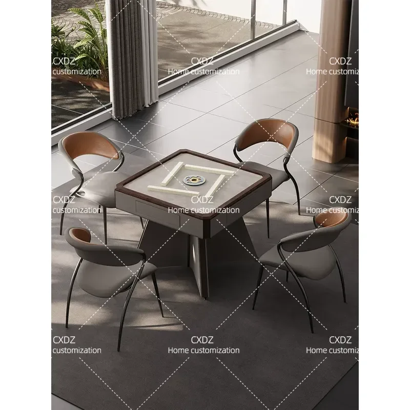 Black Walnut Mahjong Table with Dining Cover Fully Automatic Integrated Dual Purpose High End Machine for Living Room
