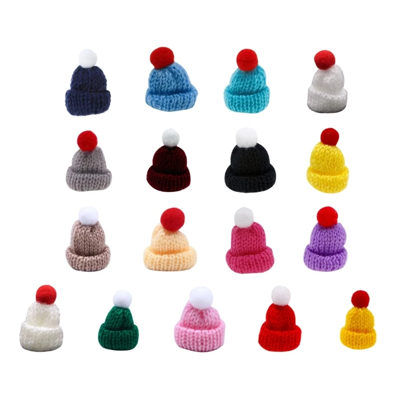 

E8BD Bundle of 10 Mini Knitted Hats Clothing Accessories and Children Hair Accessory