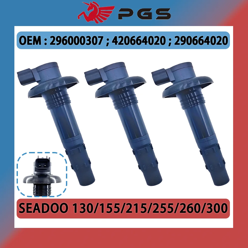 

PGS 3PCS Ignition Coil Stick seadoo For SeaDoo SEADOO 155 185 215 255 260 300 420664020 296000307 290664020 GTX RXT RXP GTS GTR