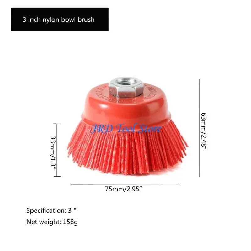 A2UD 1PIECE 100MMX M14 كوب نايلون فرشاة الكشط P80 POLLEMER-ABRANTIVE CHEM