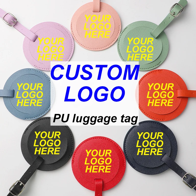 PU Leather Circular Luggage Tag - Stitched Leather Bag Label for Boarding Pass Travel Accessories