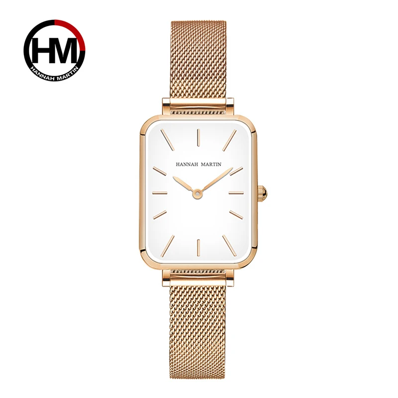 Retro Square Watches For Women Ladies Watch Rose Gold Ultra Thin Small Dial Quartz Wrist Watches Luxury Steel Mesh Strap Clock