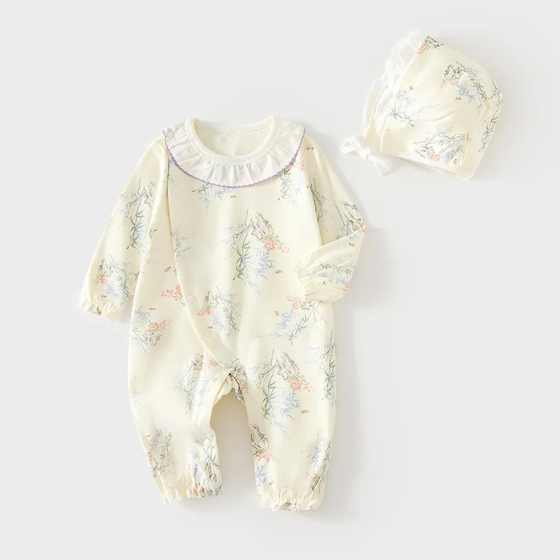 Baby Jumpsuit Girl Newborn Boneless Spring and Autumn Pure Cotton Romper Men's and Women's Baby and Infant Children's Romper