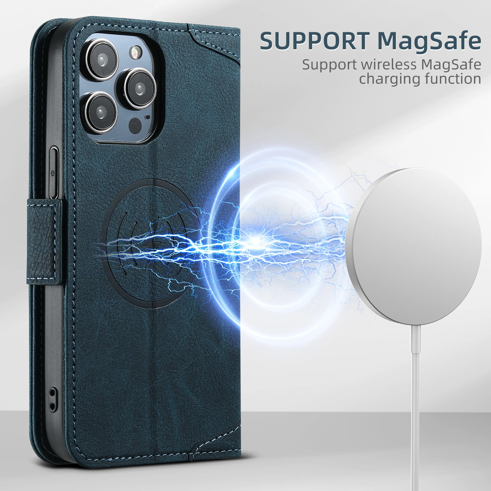 Kartenhalter-Brieftasche Flip-Cover Handyhülle Kompatibel mit Magnetischem Kabellosen Laden für iPhone 18 Pro Max 17 Air 16 Plus 15 14 – Detail 14