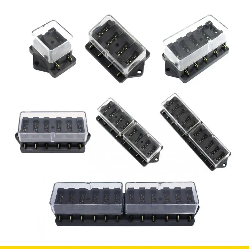 SZCH Automotive Circuit Box with Clear Dust Cover, Blade Terminal Mount Base for 12V 24V Wiring Organization and Service Use
