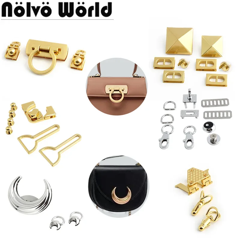 

5-10Sets K Gold,Satin Gold,Chrome Closure Locks Metal Clasp Buckle For Women Replacement Bags Shoulder Purse Handbag Accessories