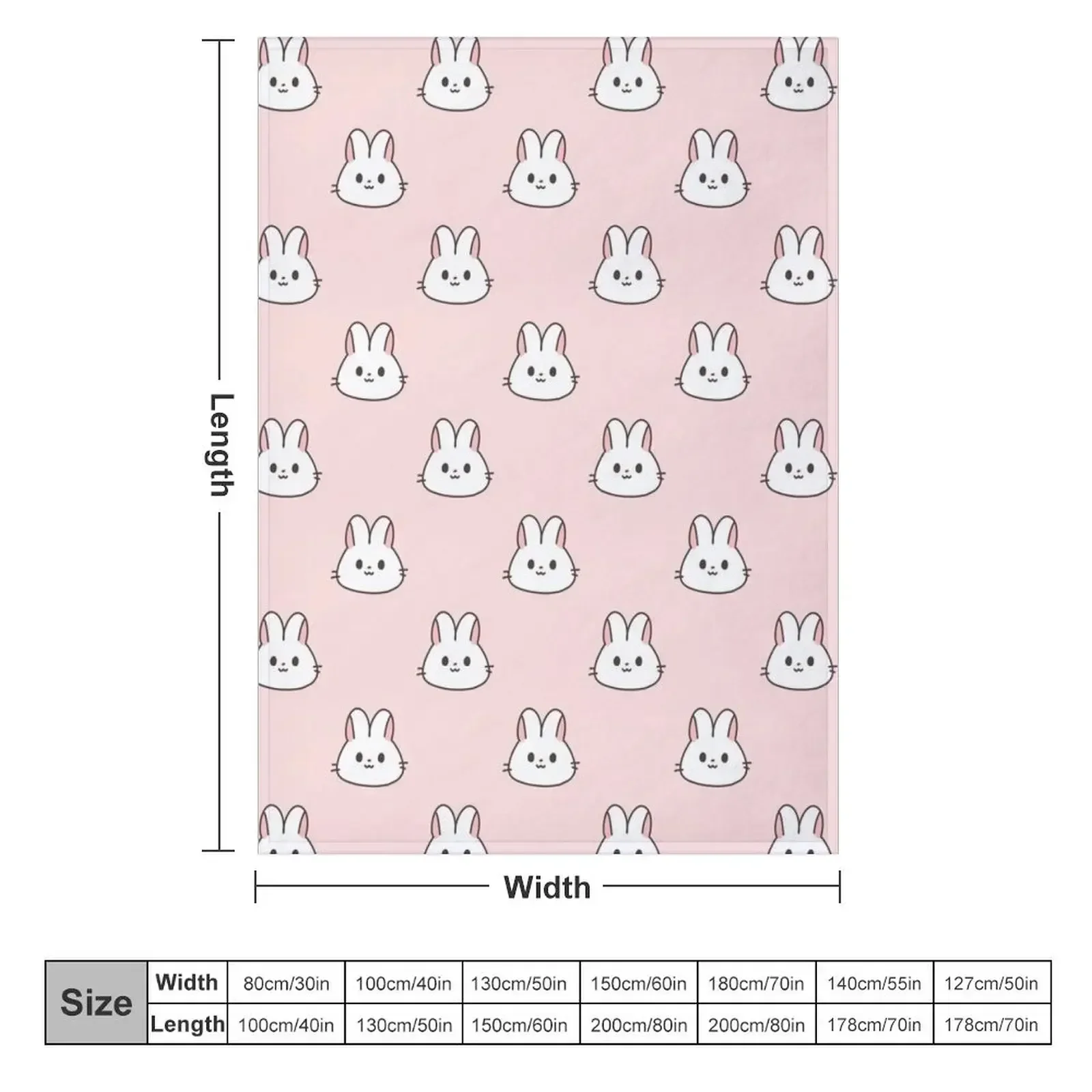 Pink Bunny rabbit Throw Blanket anime warm for winter Hairy Blankets