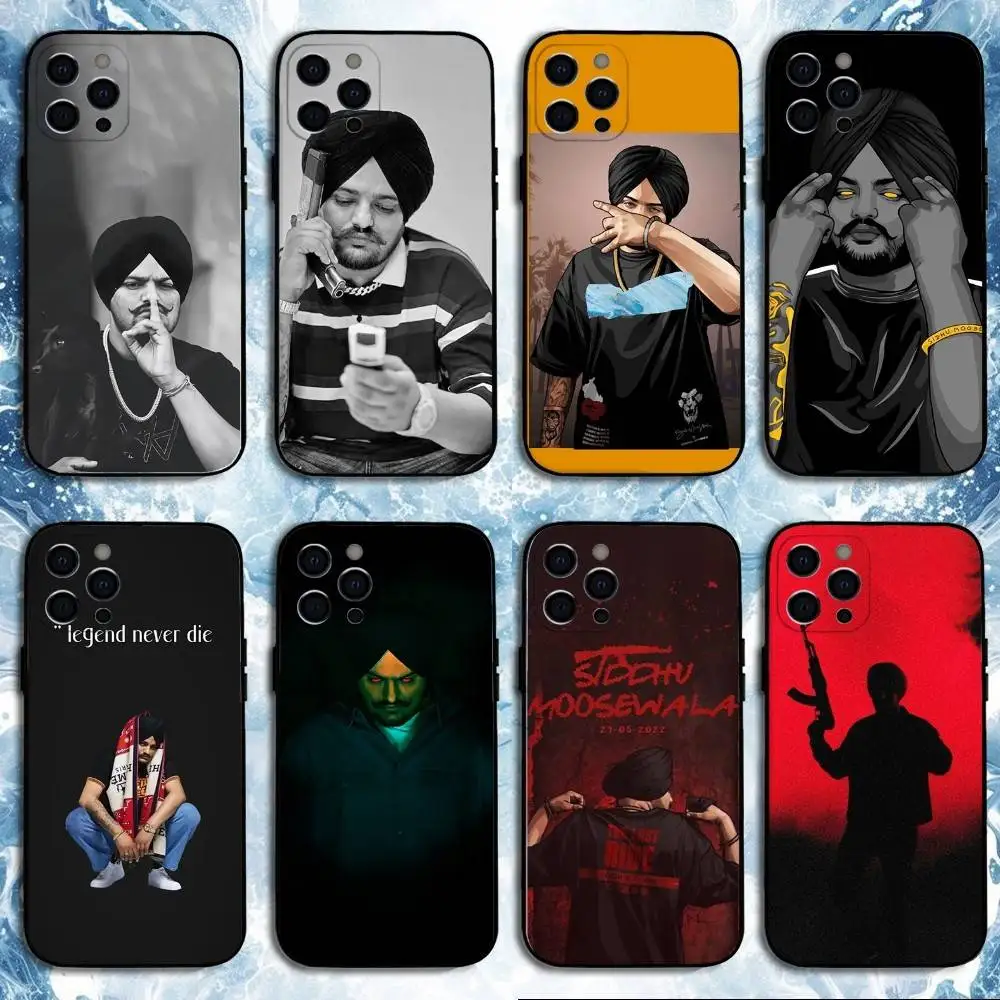 

Sidhu Moose Wala Funda Phone Case For iPhone 16,15,14,13,12,11 Plus,Pro Max, Soft Silicone Black Cover