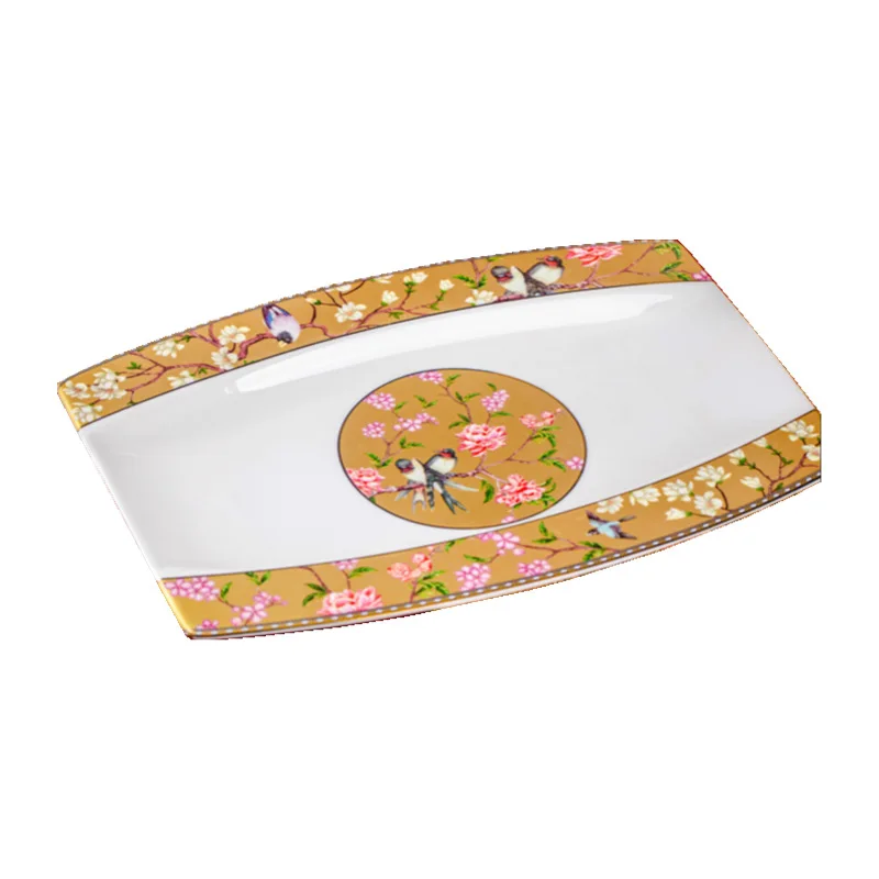 Dishes and dishes set  enamel color tableware, household light luxury bone china hotel table setting gifts