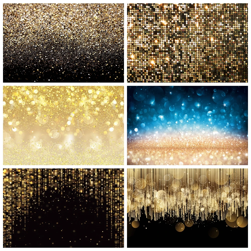 

Glitter Bokeh Wedding Birthday Party Backdrop for Photography Gold Silver Shiny Polka Dot Light Portrait Background Photo Studio