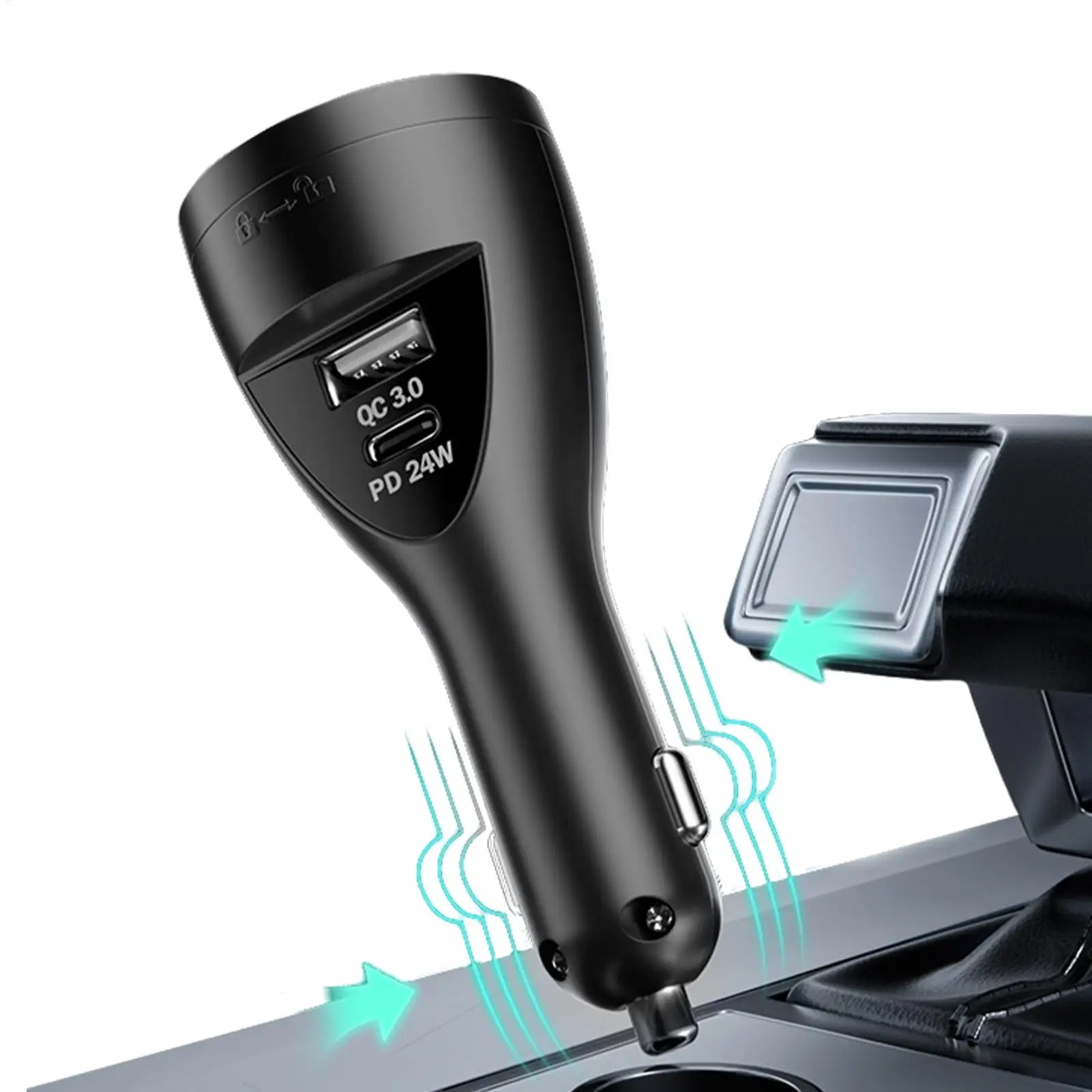 

Automotive Air Fresheners Fast Car Charger Adapter Air Purifier Scent Diffuser Adapter Fast Charging 2-Port Odor Eliminator For