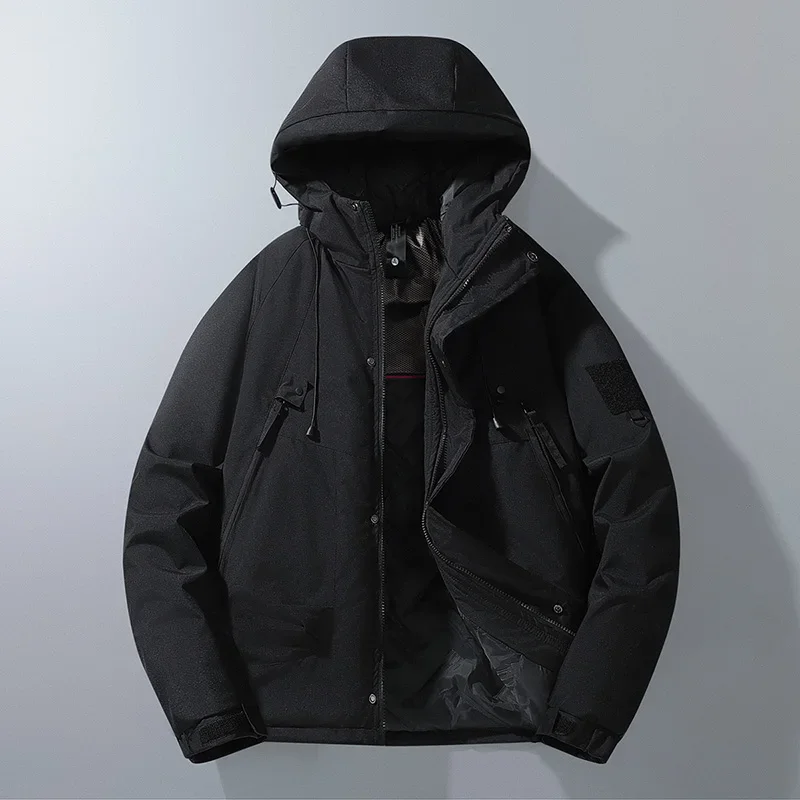 Fashion Men Hooded Winter Parkas Casual Down Jackets Quality Male Outdoor Windproof and Waterproof Thicker Travel Jackets