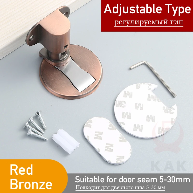 KAK Verstellbarer Türstopper, stanzfreier magnetischer Türstopper, Zinklegierung, Antikollisions-Türhalter, versteckter Türstopper, Türbeschläge