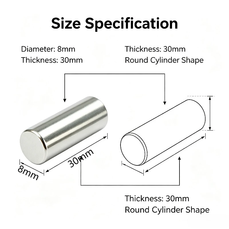 8x30mm Round magnets can be flexibly used for refrigerator attachment, office document fixing and DIY crafts 8*30mm