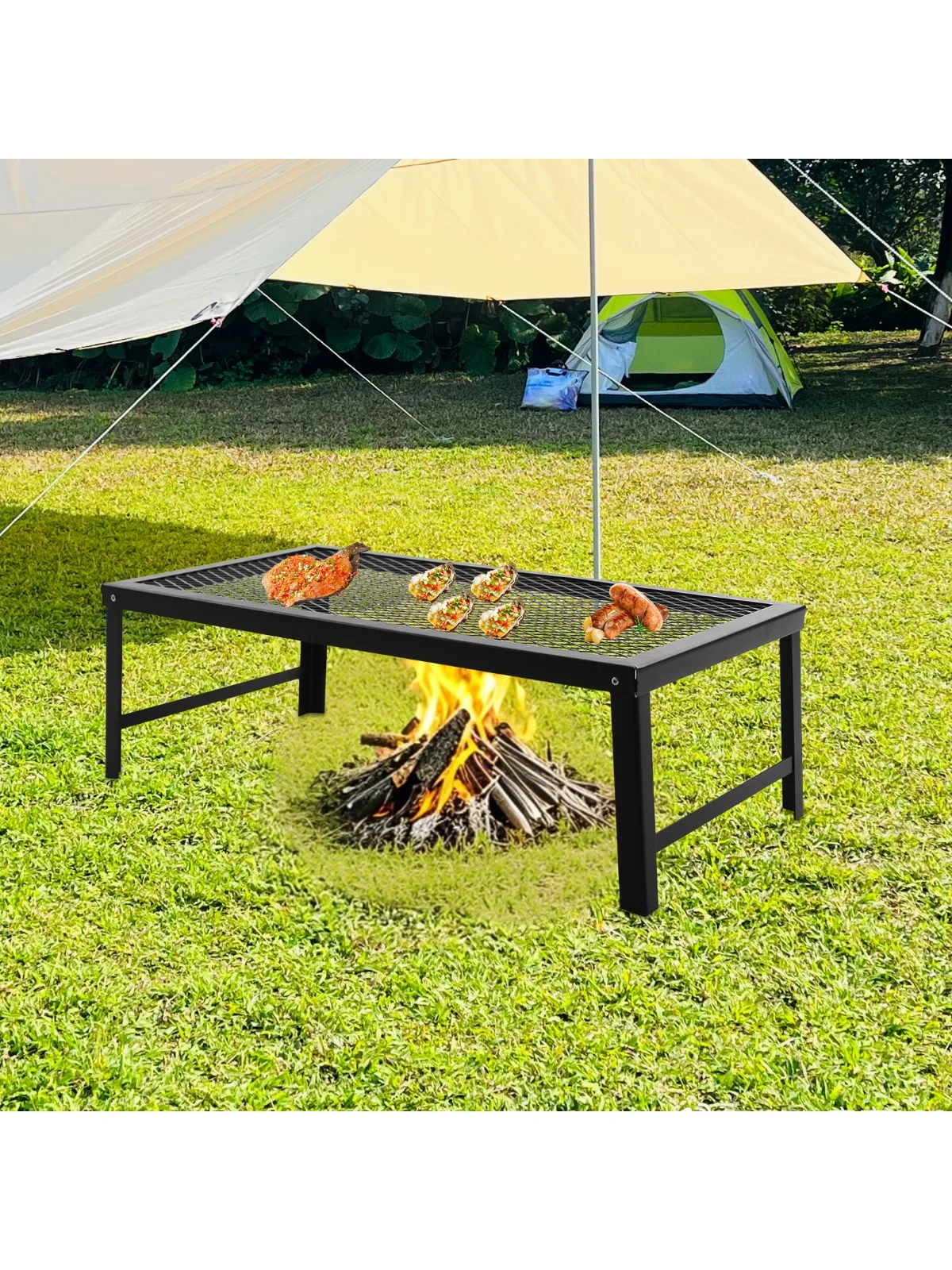 

Folding Grill Rack Portable Barbecue Net Table BBQ Iron Campfire Grill Suitable for Outdoor Barbecues Picnics Camping