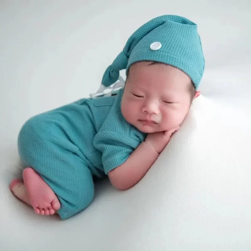 0-2 Months Baby Photography Clothes Knitted Short Sleeve Pointed long hat DIY Newborn Growth Commemorative Photo Props Gifts