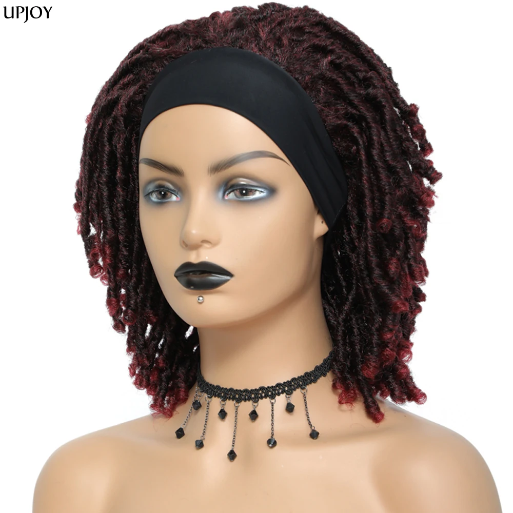 Afro Faux Locs Headband Hair Wigs Short Curly Synthetic Heat Resistant Braids Wigs Goddess Dreadlocks Hair Wigs For Black Women