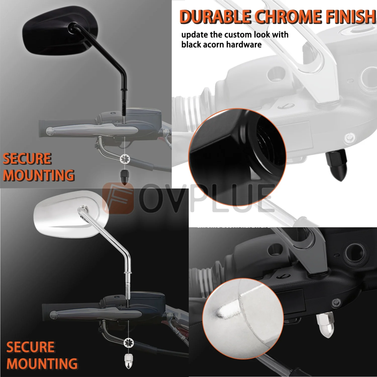 For Harley Dyna CVO Softail Electra Street Glide Sportster 883 1200 5/16″-24 Motorcycle Rearview mirrors Handlebar Mount Nut Kit image 5
