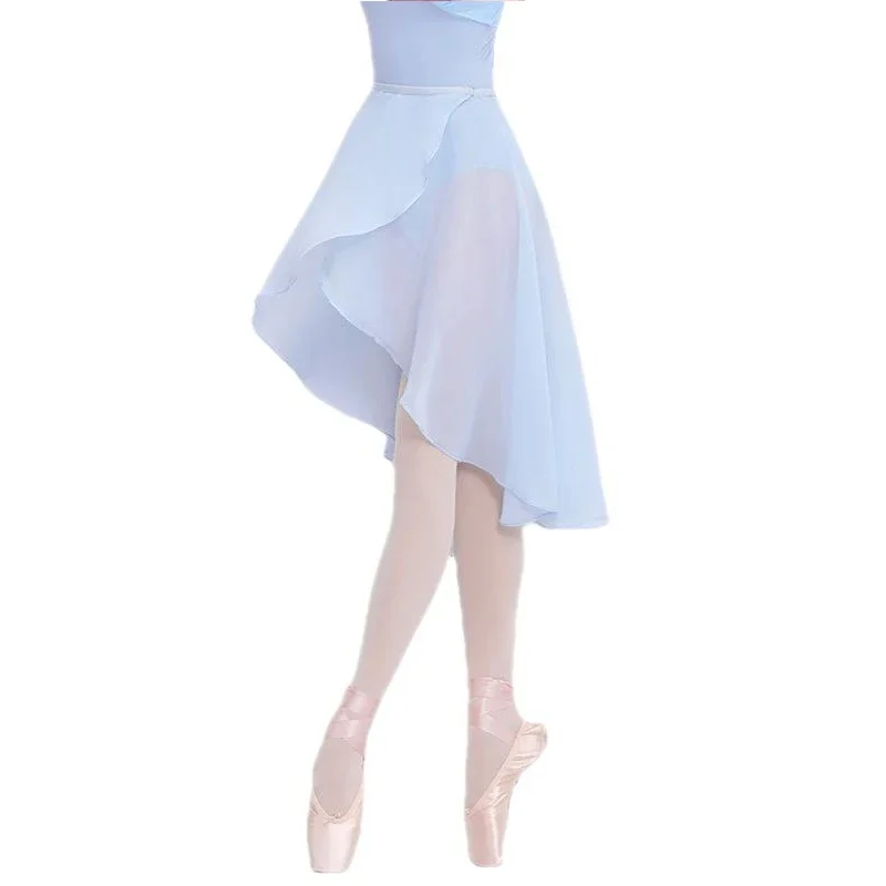 Women Adjustable Ballet Dance Skirt Long Wrap Chiffon Dance Dress Tutu Skate Buckles Ballerina