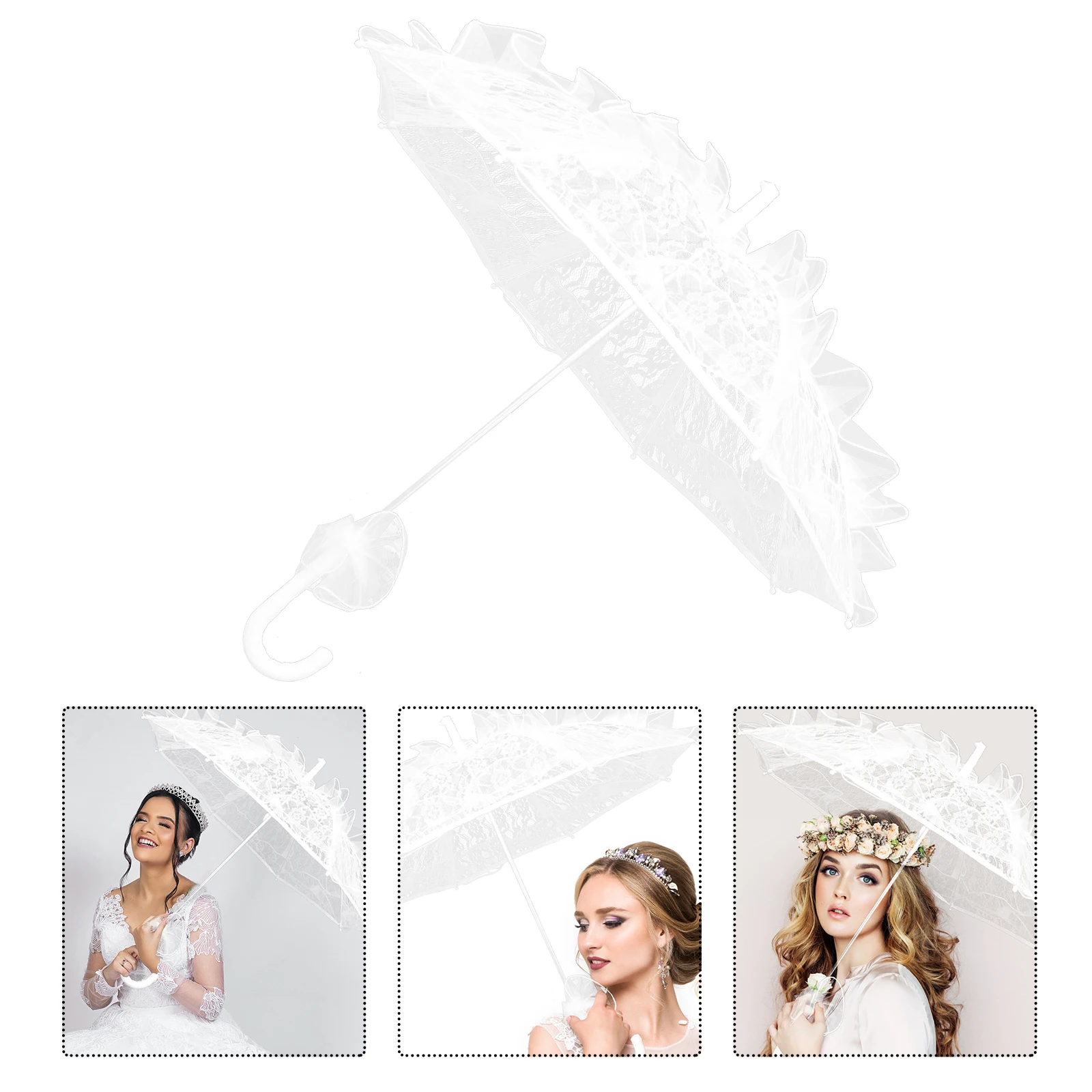 

Wedding Decor Bride Lace Umbrella Bridal Shower Party Umbrellas Women White Clear Bulk Child