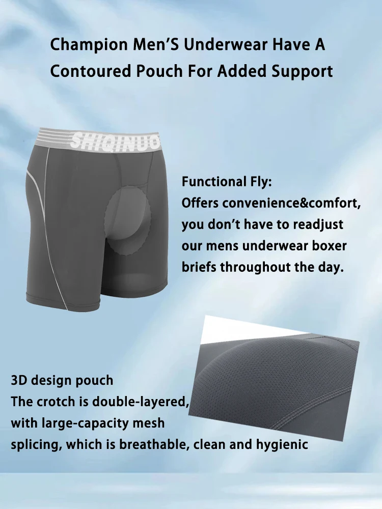 Long Leg Boxer Briefs For Men Pack - Men'S Underwear Ultra Soft, Mesh Breathable, Quick-Dry Underwear 4-Way Stretch