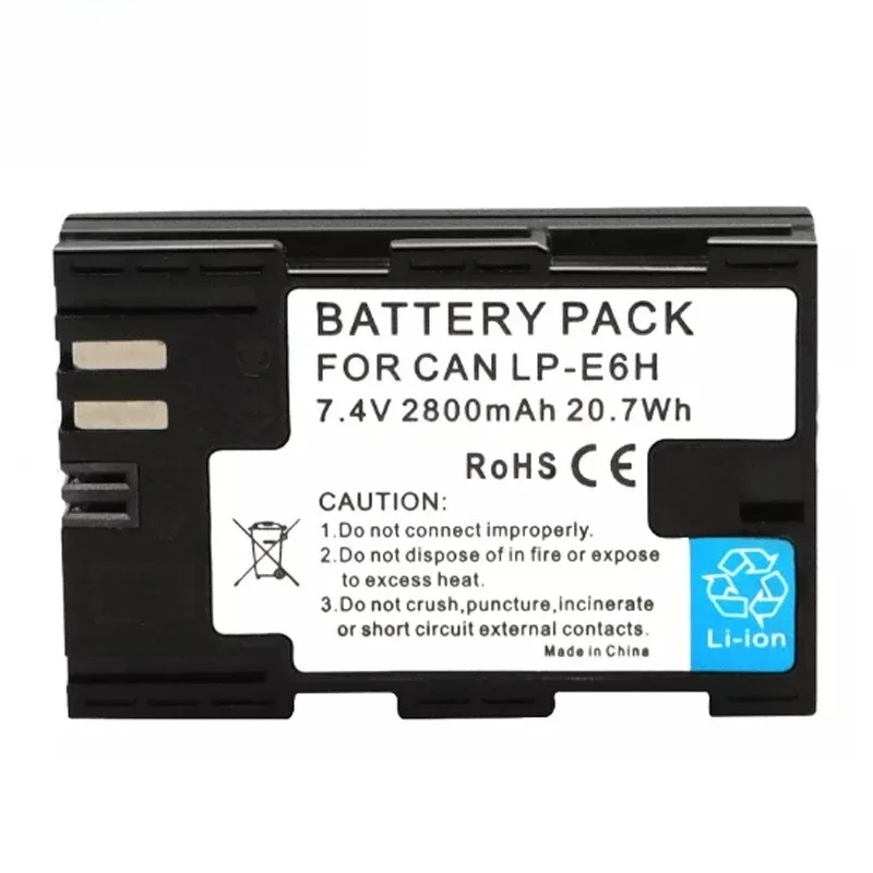 Type-c Fully Decoded LP-E6H 2800mAh Li-ion Battery for Canon EOS R5 R6 5D4 7D2 80D 90D 6D2 6D, 7D, 70D, 60D, 5D Mark II Mark III