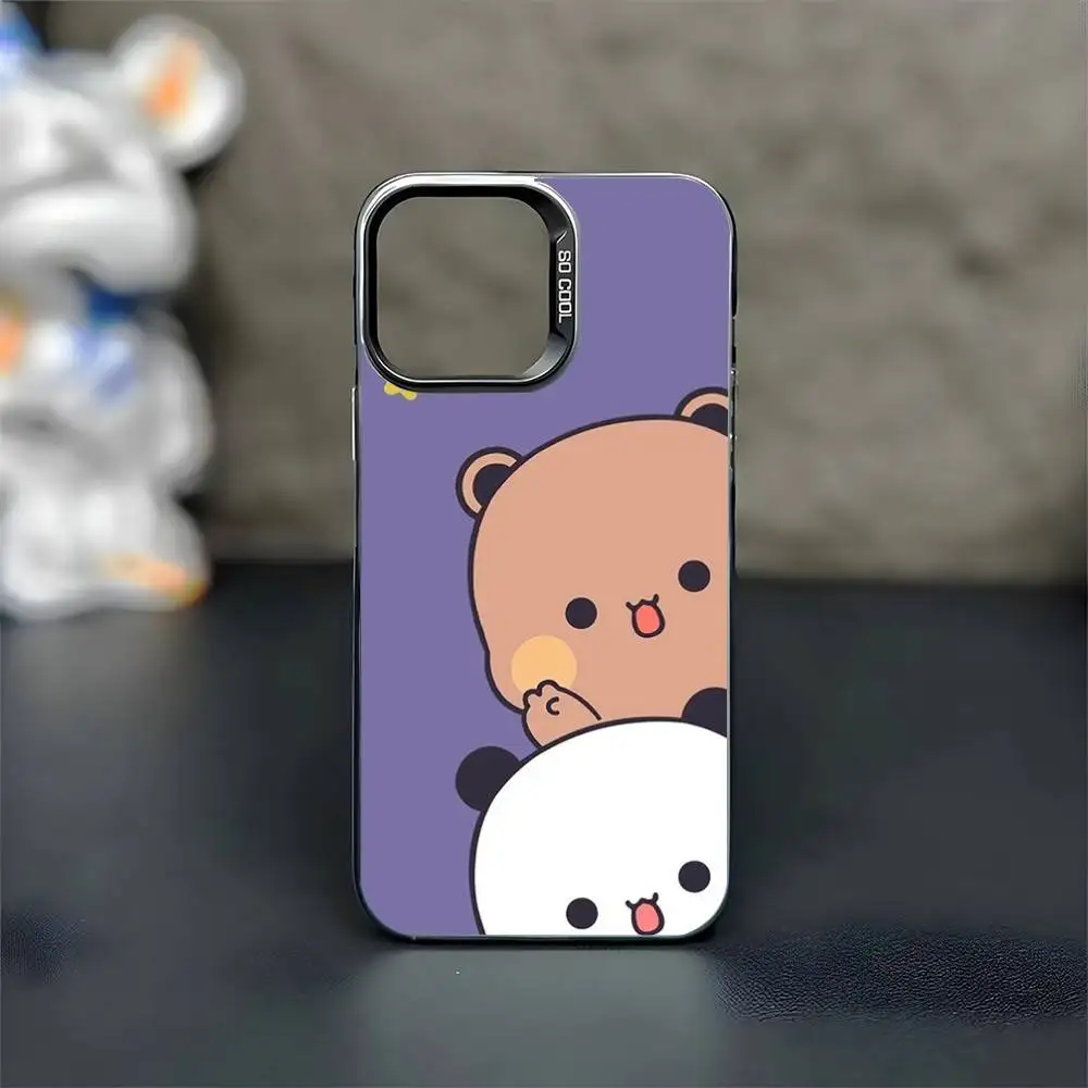حافظة هاتف مضحكة لطيفة BuBu DuDu لهاتف iPhone17,16,15,14,13,12,11 Plus، Pro Max غطاء أسود غير لامع مقاوم للصدمات