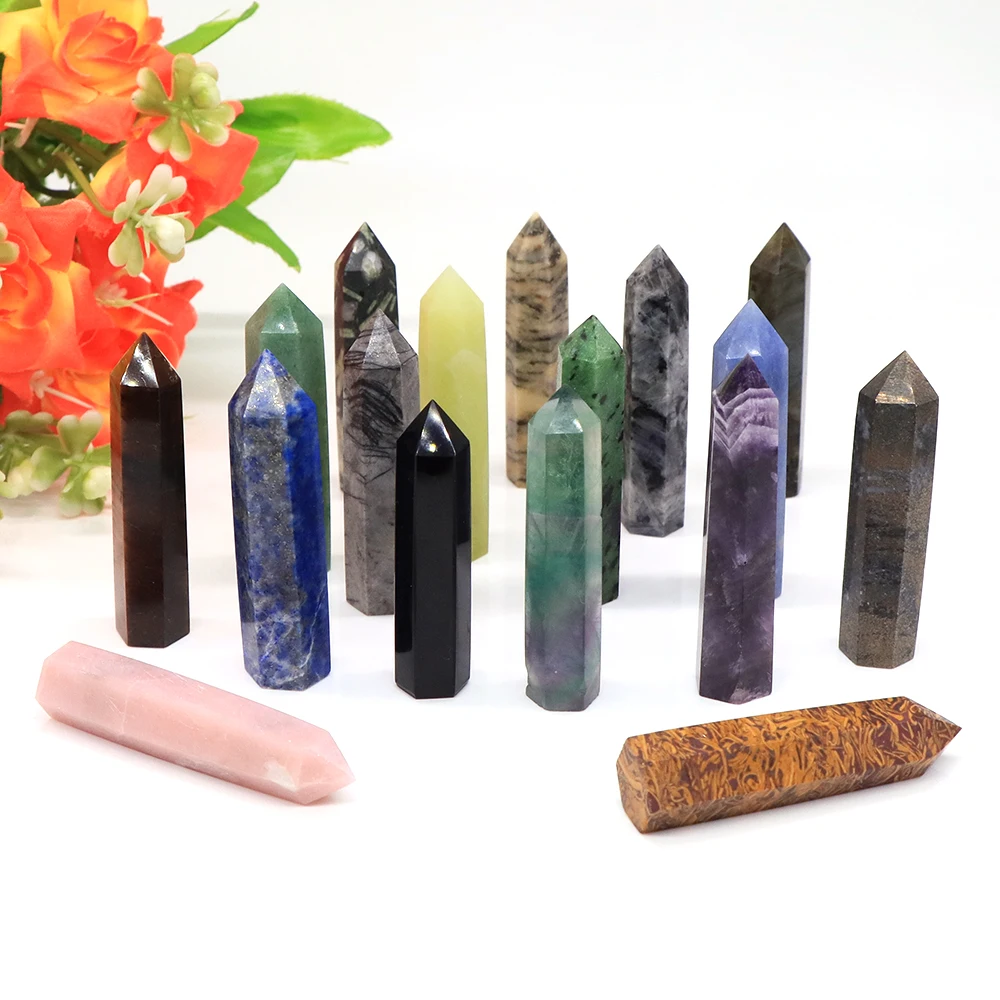 

50-58MM Natural Amethyst Quartz Crystal Tower Point Reiki Healing Obelisk Hexagonal Wand Polished Column Chakra Room Decor Craft