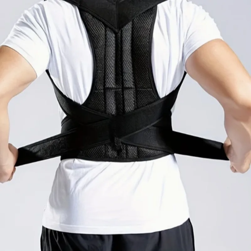 Back Support Strap | Adjustable Upper Back Posture Strap with Shoulder Strap and Lumbar Pad Invisible Spinal Device - Ergonomic