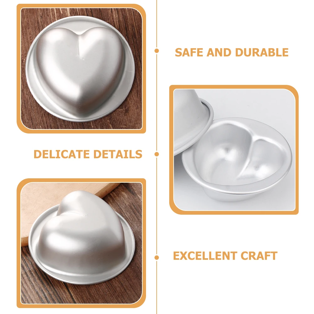 

6 Pcs Paper Cup Cake Mold Pan Heart Shaped Pans Aluminum Alloy Heart-shaped Tin