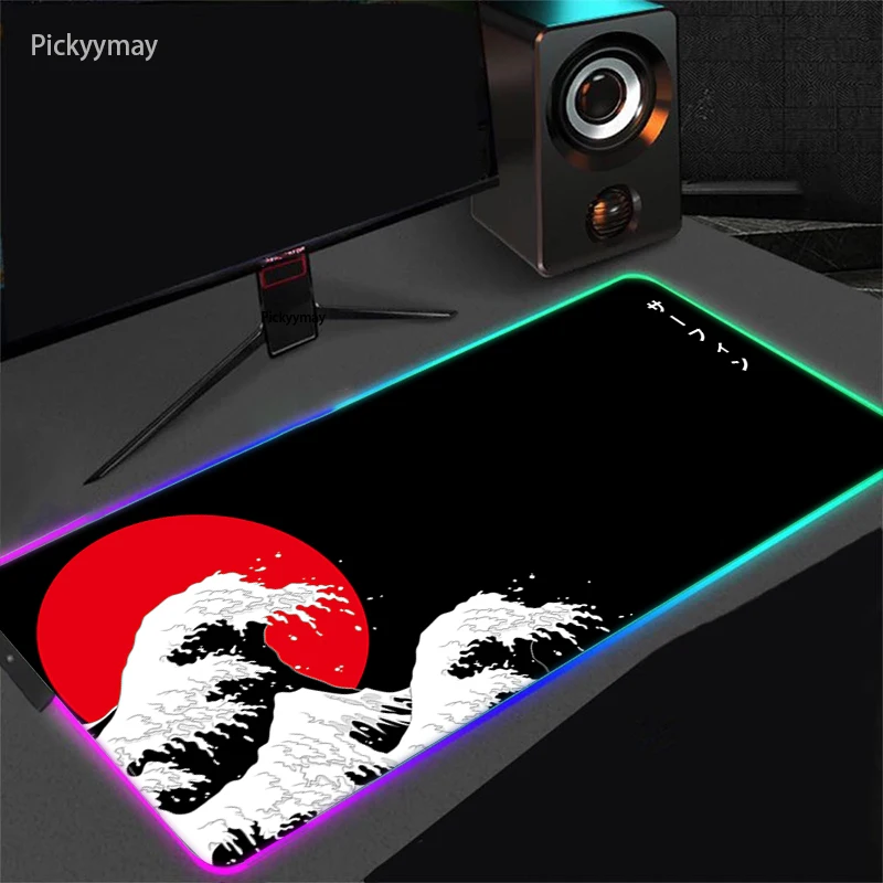 Een Stuk Rgb Muismat Grote Gaming Muismat Gamer Led Computer Muizen Pad Grote Muis Mat Anime Backlight Tapijt Toetsenbord bureau Mat