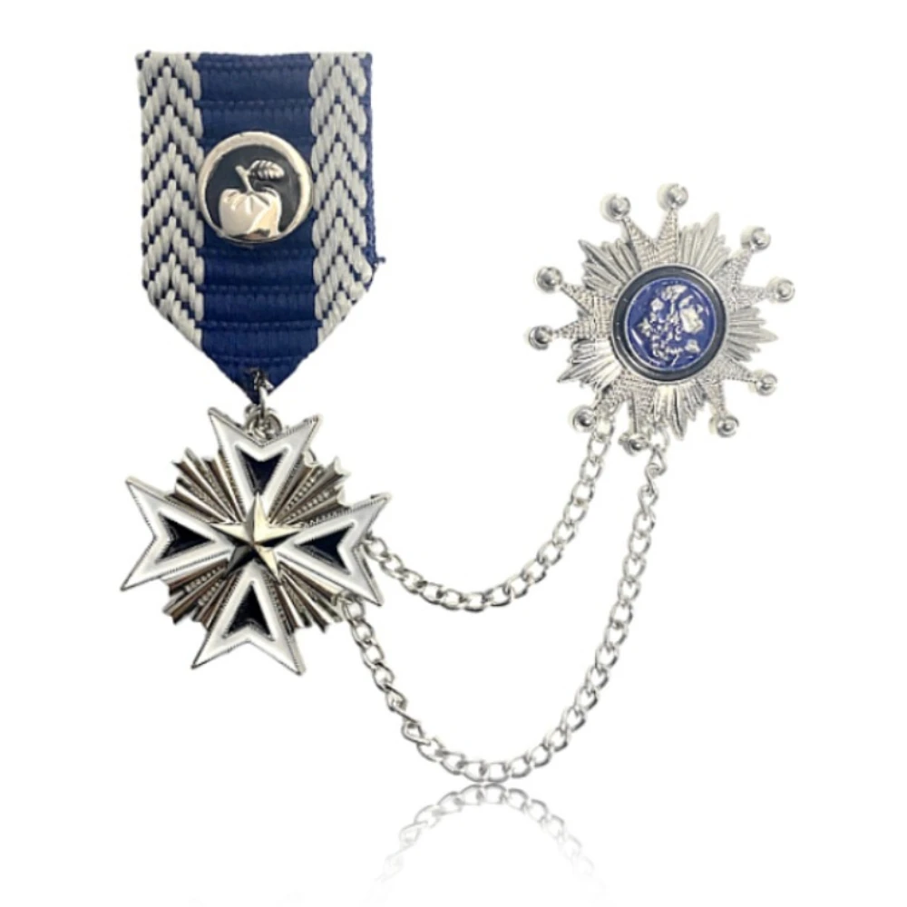 Maltese Cross Webbing Badge Suit Collar Accessories Metal Chain Pin Badge Collar Chain Personalized Brooch Pin