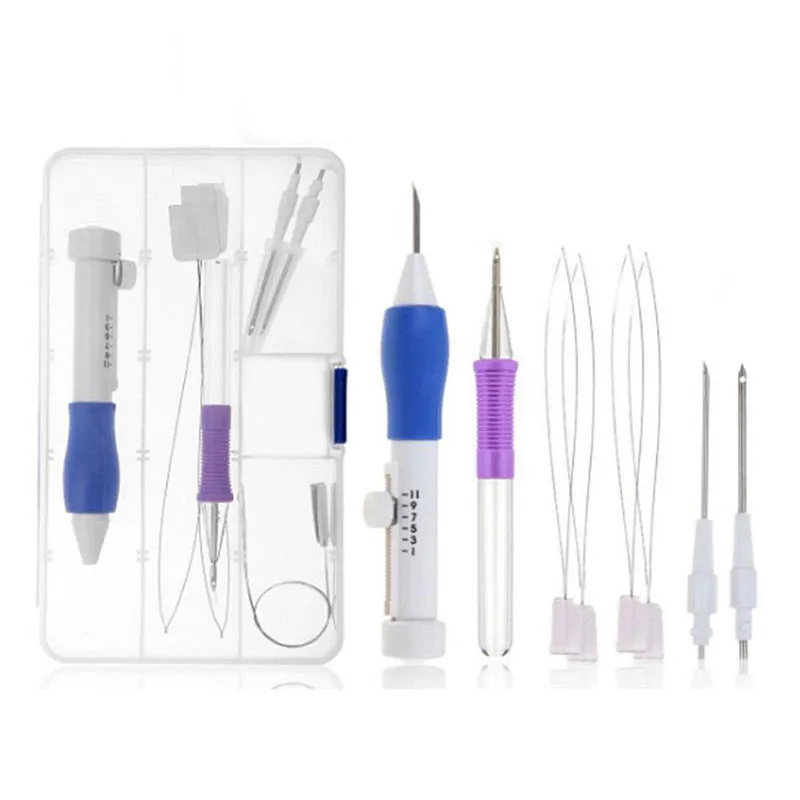 Kit de punzón de bordado DIY, juego de bolígrafos de bordado, juego de herramientas de costura de aguja de tejer, ropa