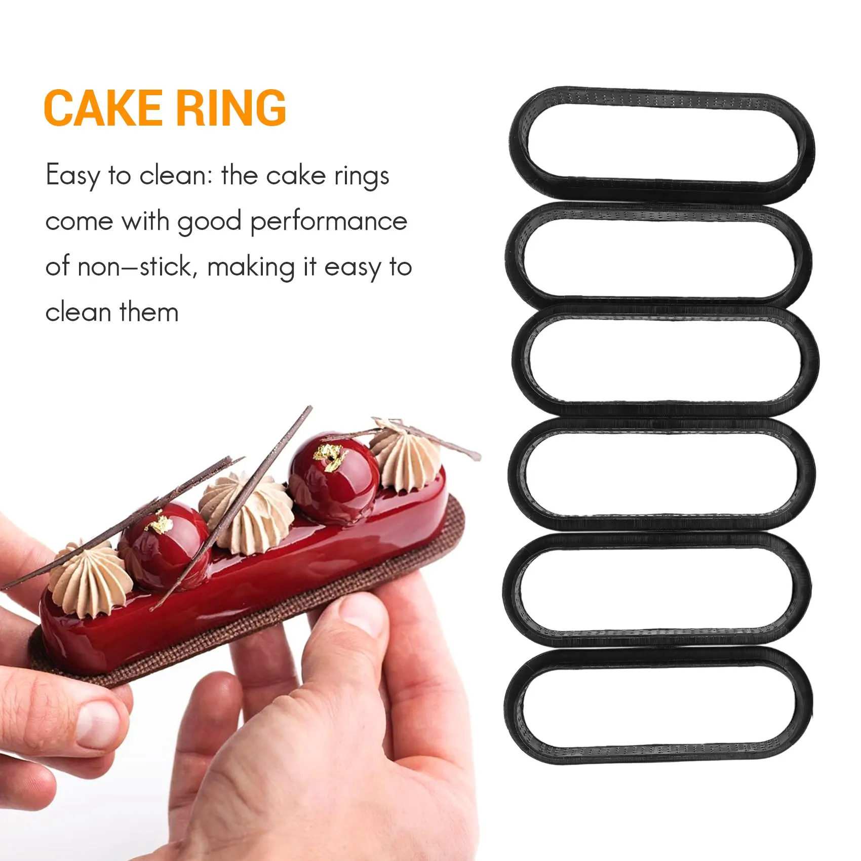 12 Pieces Oval Tart Rings Heat-Resistant Perforated Cake Mousse Ring Non Stick Bakeware Tart Mini Cake Mold Cake Rings