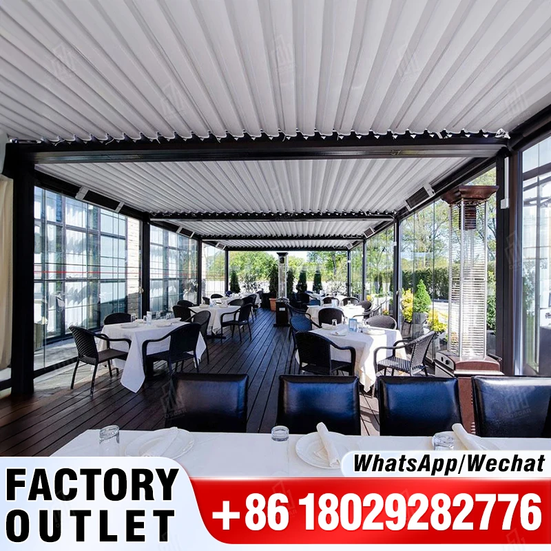 Pergola Modern Design Patio Gazebo Motorized Automatic Bioclimatic Aluminium Movable Louvered Roof Pergola for Outdoor Garden