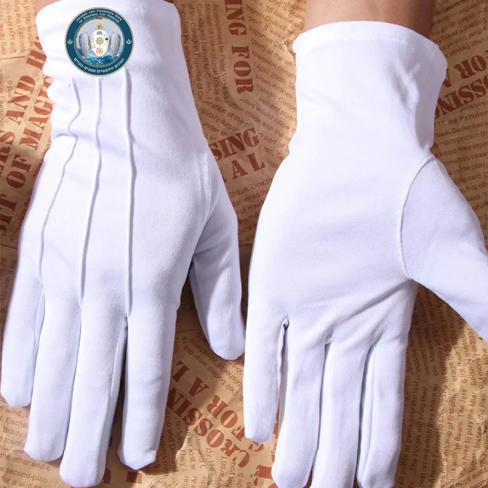 TC Freemasons Series, White Polyester Cotton Gloves, High Quality Masonic Gloves,Masonic Accessories Regalia,Free Masons Regalia