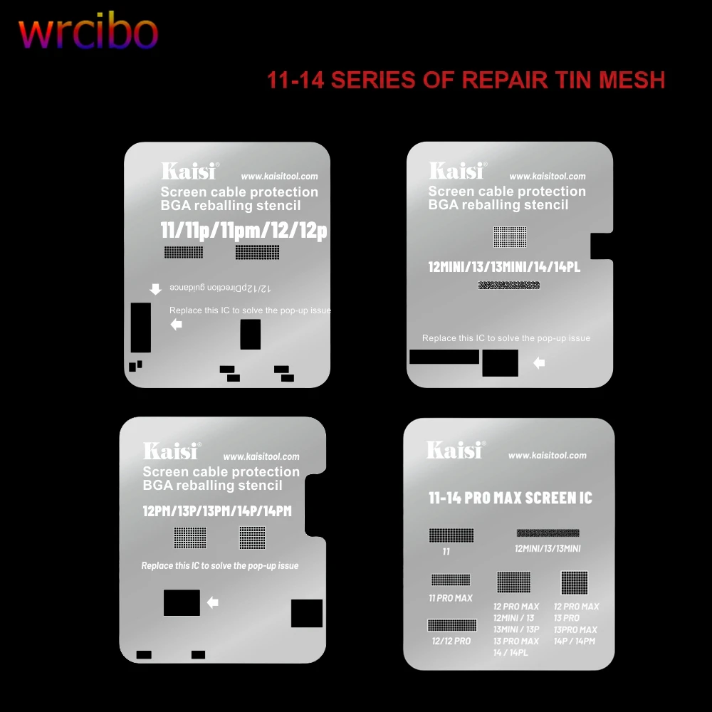 Kaisi LCD Screen IC Protection BGA Reballing stencil per iPhone 11 12 13 14 Pro Max Flex Cable Screen Chip Protection Template