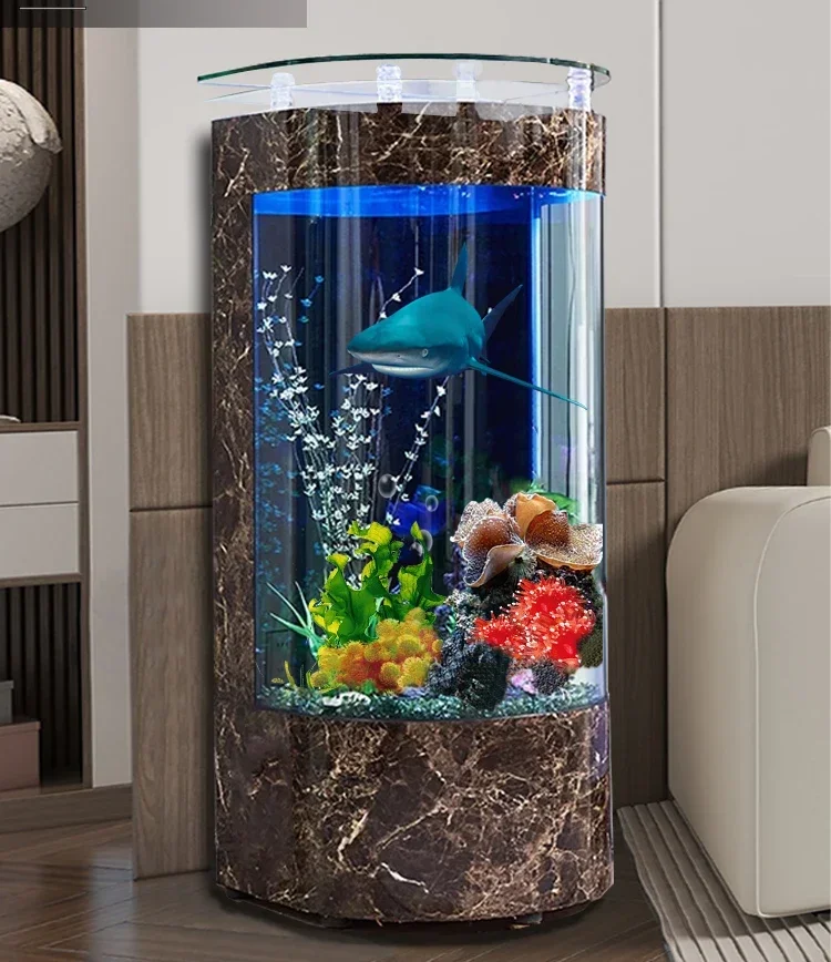 Pecera semiredonda para sala de estar, columna Vertical montada en la pared, globo de peces ecológico sin reemplazo
