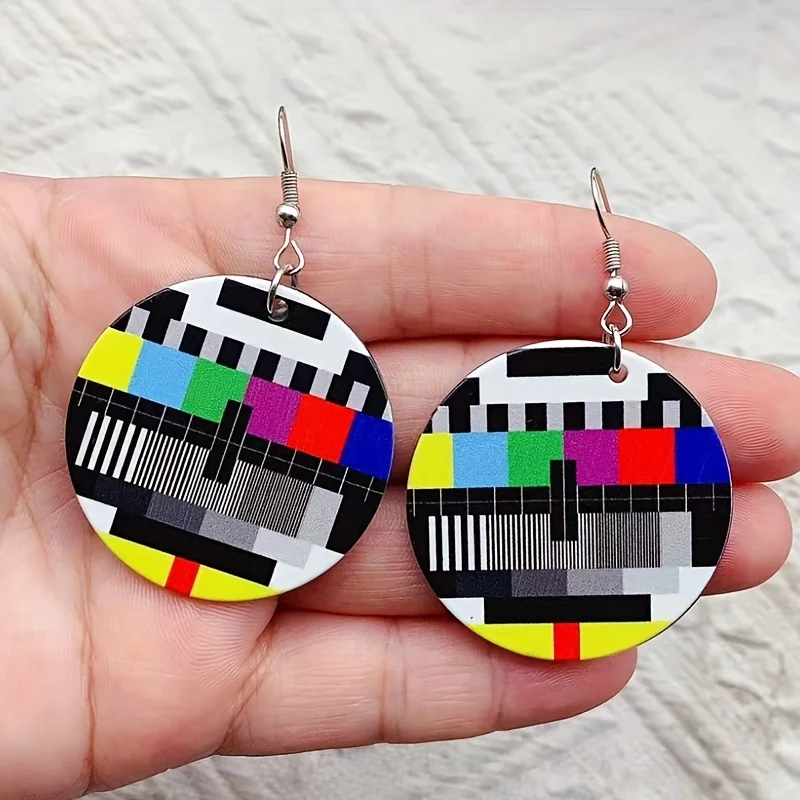 

Handcrafted Retro-Style TV Console Pendant Earrings in Boho Acrylic Fashion