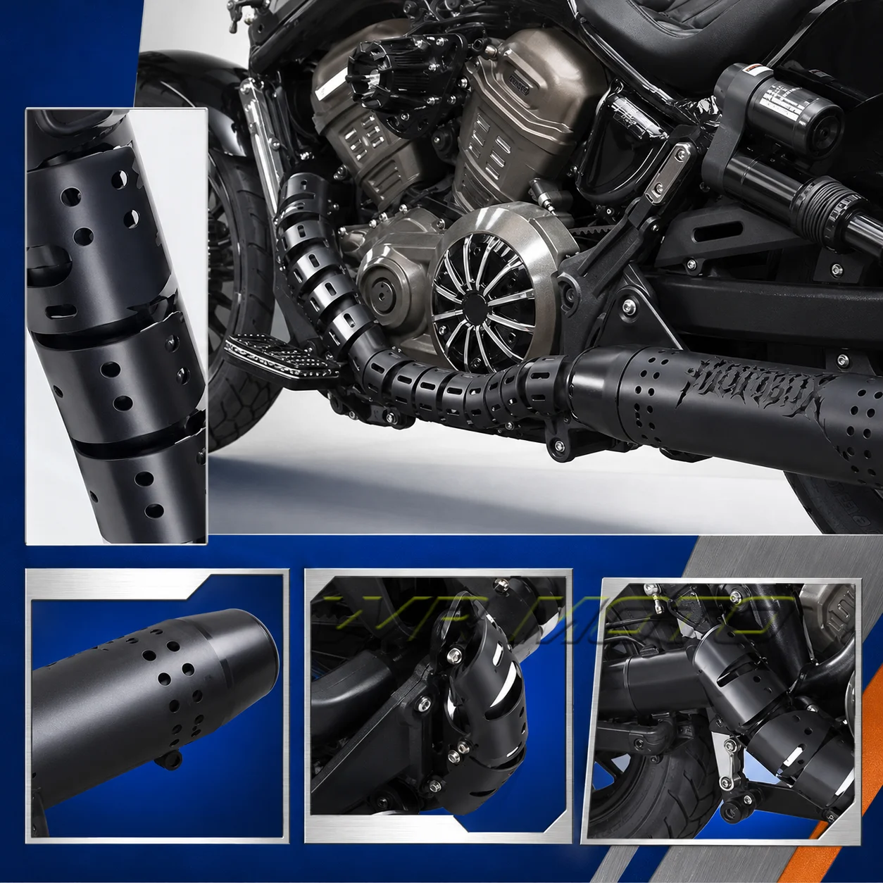 Stainless‑Steel Retro Exhaust Anti‑Scald Heat Shield Decor Protective Cover Fit For BENDA ROCK 707 Motorcycle Mod Accessories