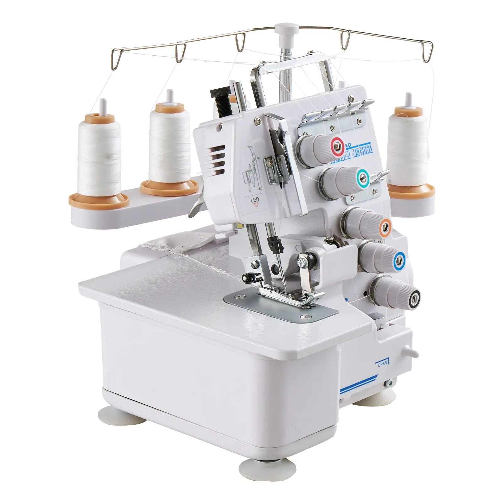 Serger Overlock Sewing Machine, 1250 Stitches Per Minute, 2-3-5 Thread Capability, with LED Light and Strong Suction Feet, Heavy-Duty Metal Frame Sewing Machine for Various Fabrics, White