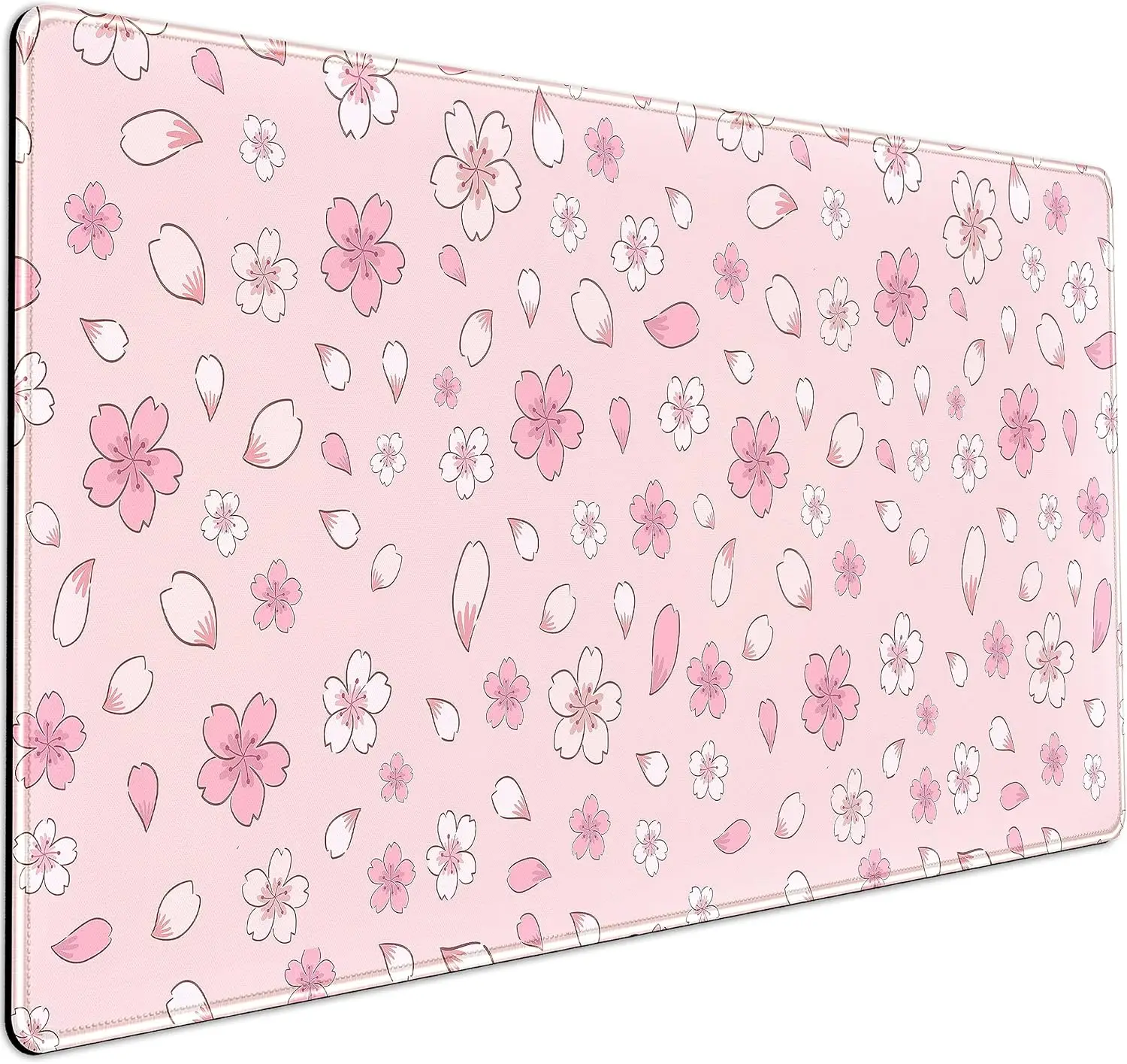 Niedliche rosa Kirschblüten-Schreibtischunterlage – XXL Pastell Anime Ästhetisches Gaming-Mauspad, erweiterte Tastaturmatte für Damen-Bürodekoration